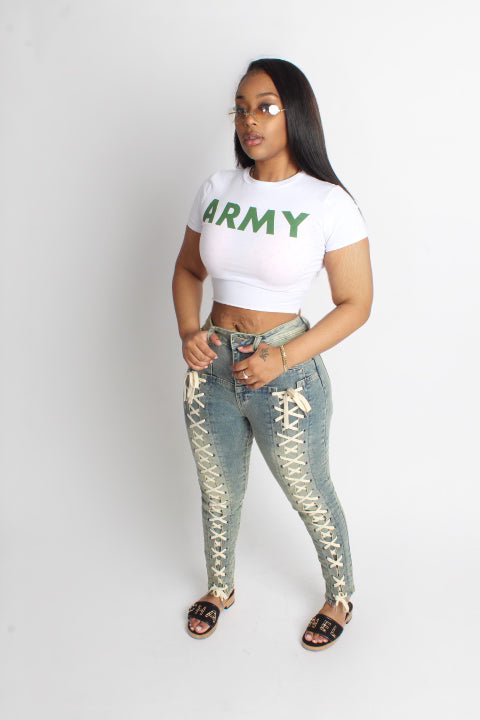 “Army brat” Cropped Tee